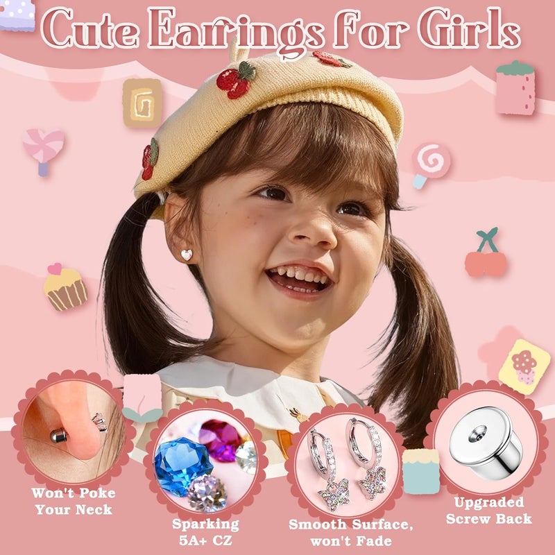 Yadoca Hypoallergenic Earrings For Girls Women Surgical Stainless Steel Screw Back Earrings Set For Sensitive Ears Kids Earrings Toddler Earrings Cute Girls Earrings - Image 4